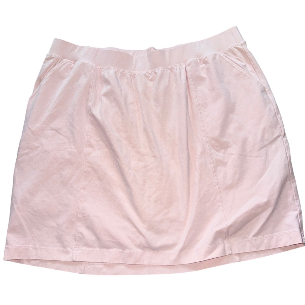 CJ Banks Skort 2X Pink Active Knit Elastic Waist Built-in Shorts Casual Skirt